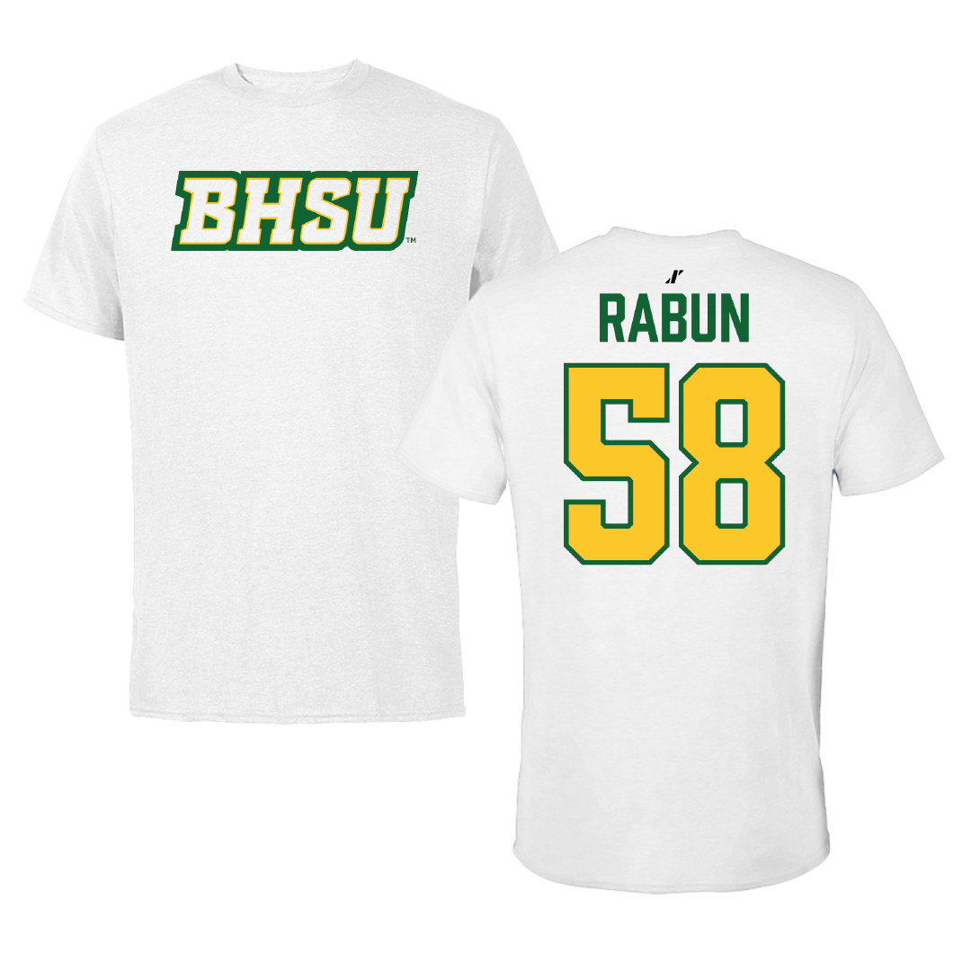 Black Hills State University Football White Tee - #58 Adrian Rabun