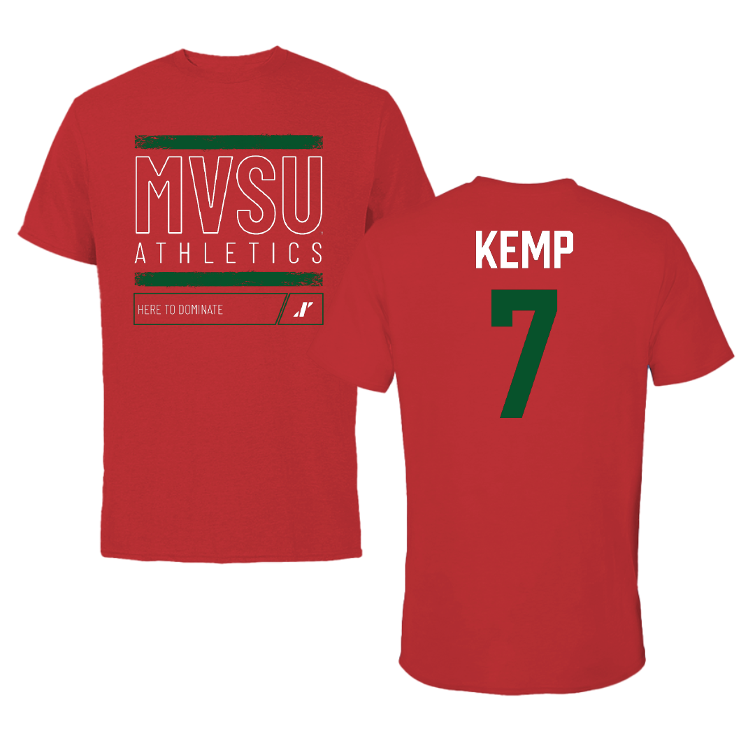Mississippi Valley State University Baseball Red Dominate Tee - #7 Malik Kemp