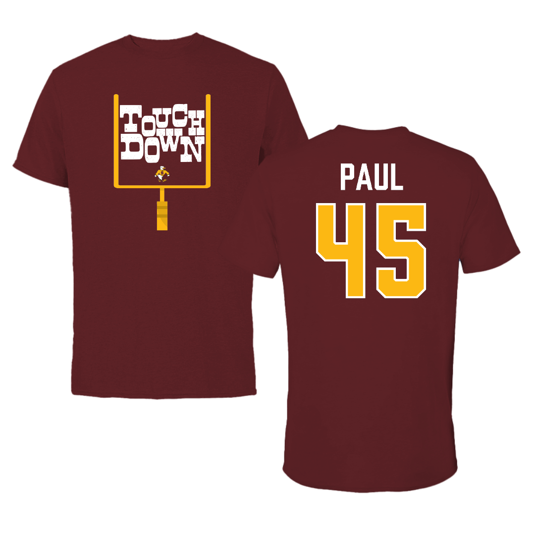 Salisbury University Football Maroon Touchdown Performance Tee - #45 Kris Paul