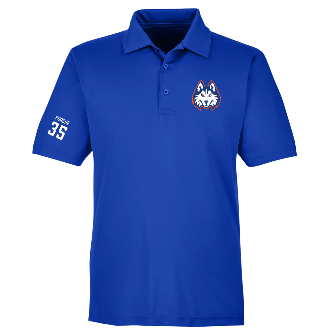 Houston Christian University Baseball Blue Polo - #35 Ryan Porche