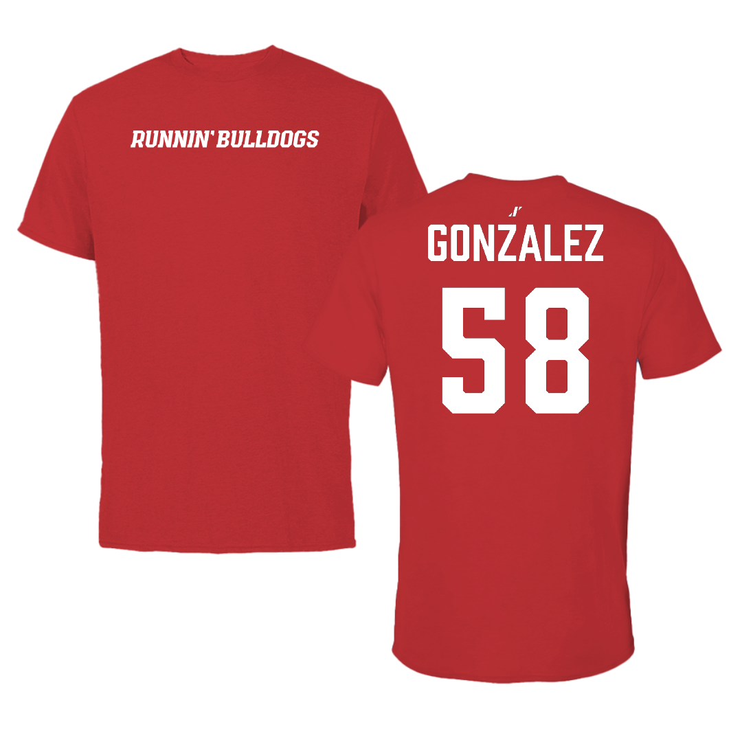 Gardner-Webb University Football Red Tee - #58 Jose Gonzalez