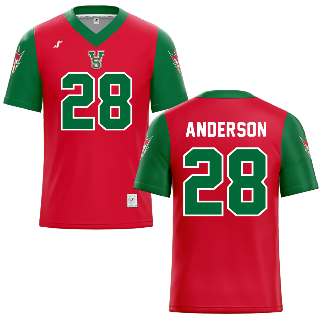 Mississippi Valley State University Red Football Jersey - #28 Jordan Anderson