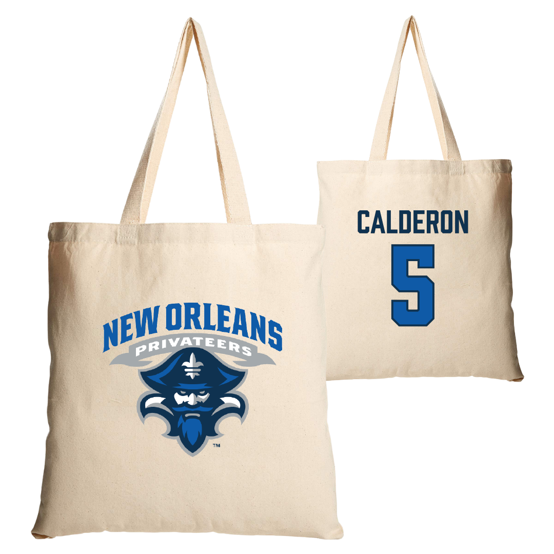 University of New Orleans Basketball Tan Canvas Tote Bag - #5 Alexis Calderon
