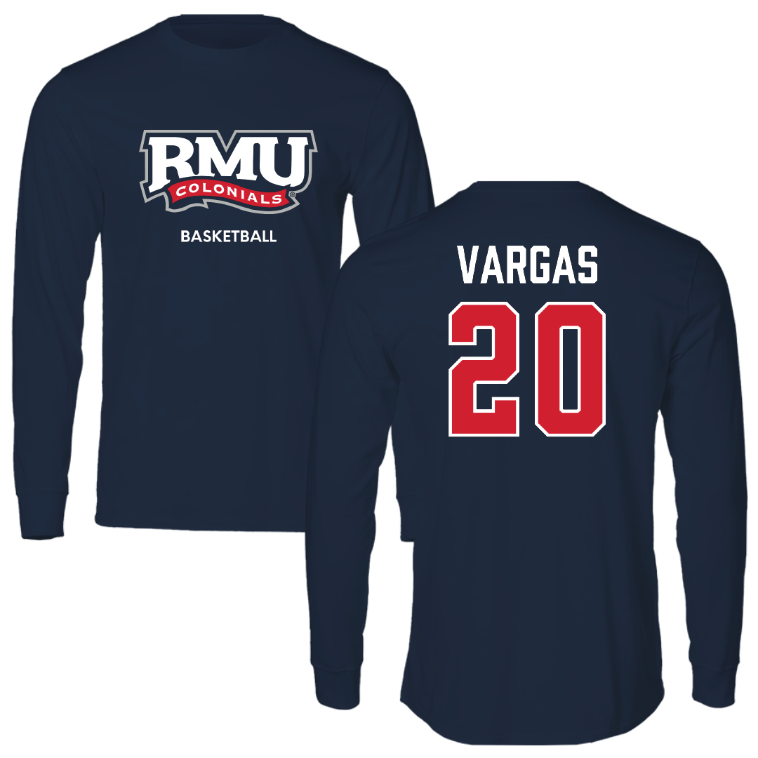 Robert Morris University Basketball (M) Navy RMU Long Sleeve - #20 Albert Vargas