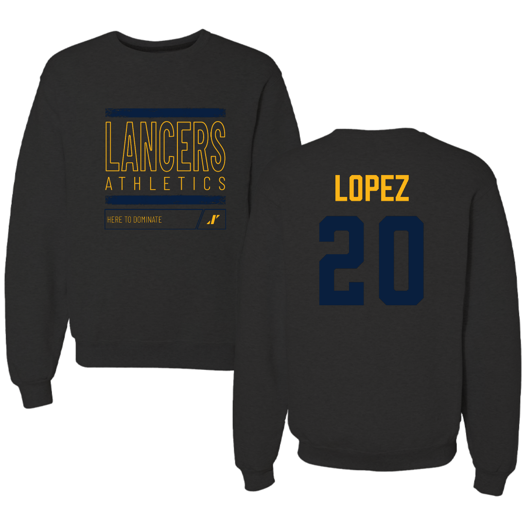 Mount Marty University Basketball Black Dominate Crewneck - #20 Jared Lopez