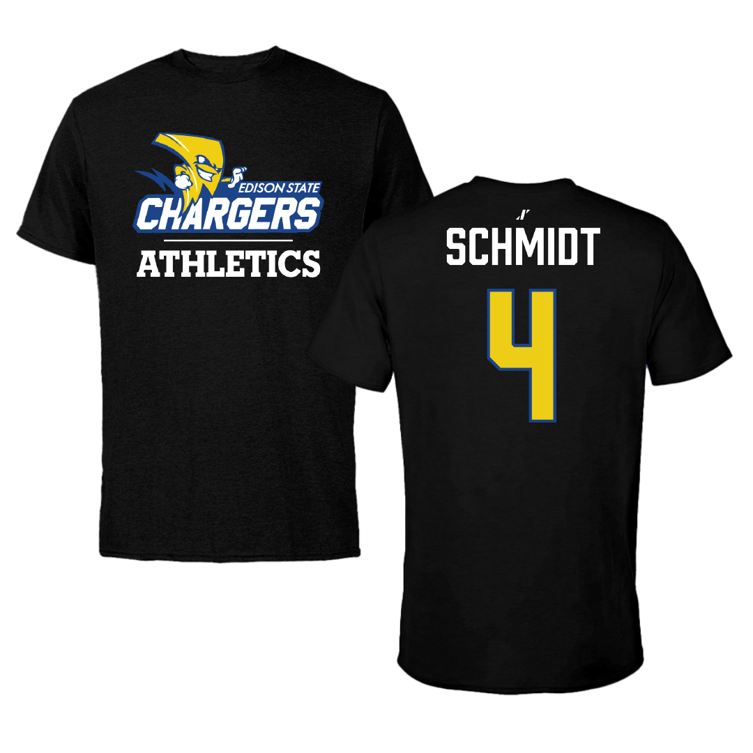 Edison State Community College Baseball Black Performance Tee - #4 Gavin Schmidt