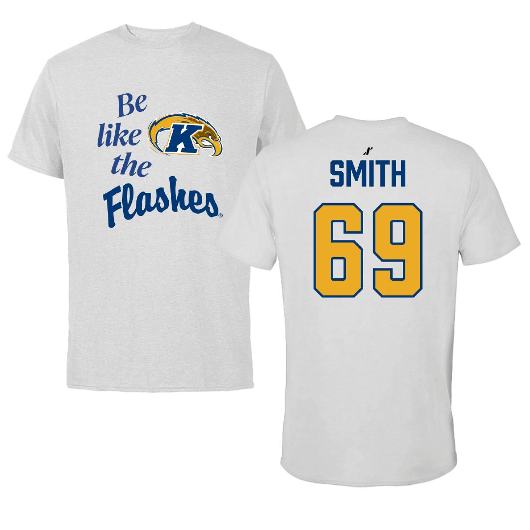 Kent State University Football Light Gray Be Like Us Tee - #69 Braylon Smith