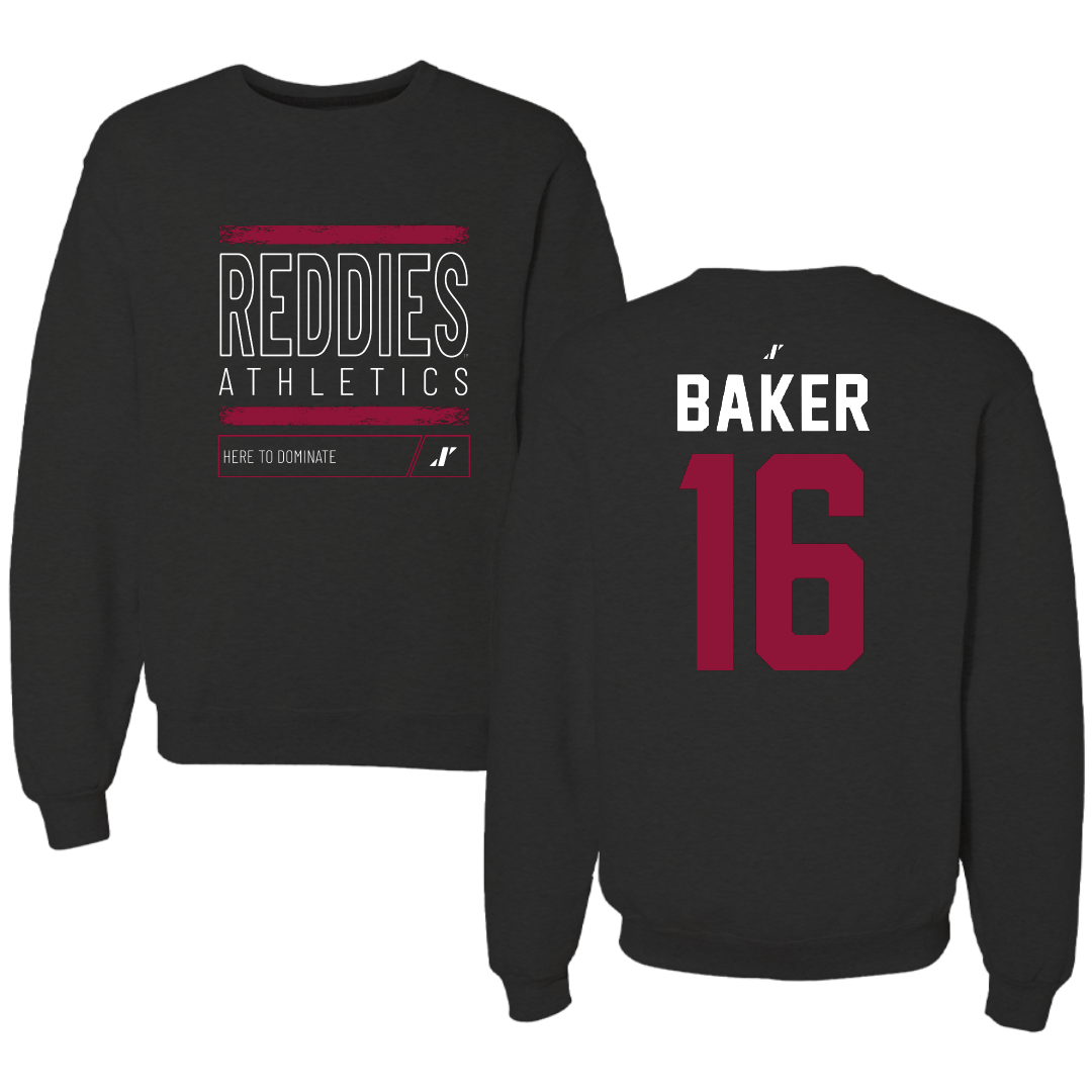 Henderson State University Football Black Dominate Crewneck - #16 Zach Baker
