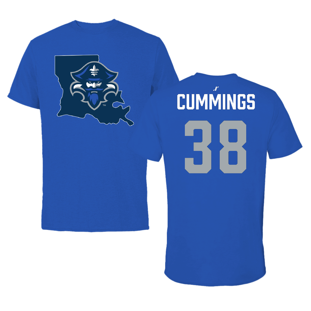 University of New Orleans Baseball Blue State Performance Tee - #38 Dathan Cummings