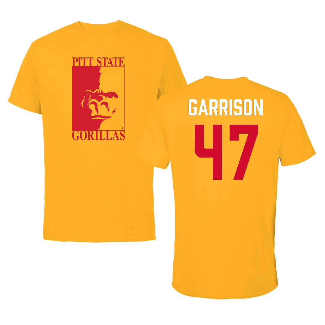 Pittsburg State University Football Gold Tee - #47 Dylan Garrison
