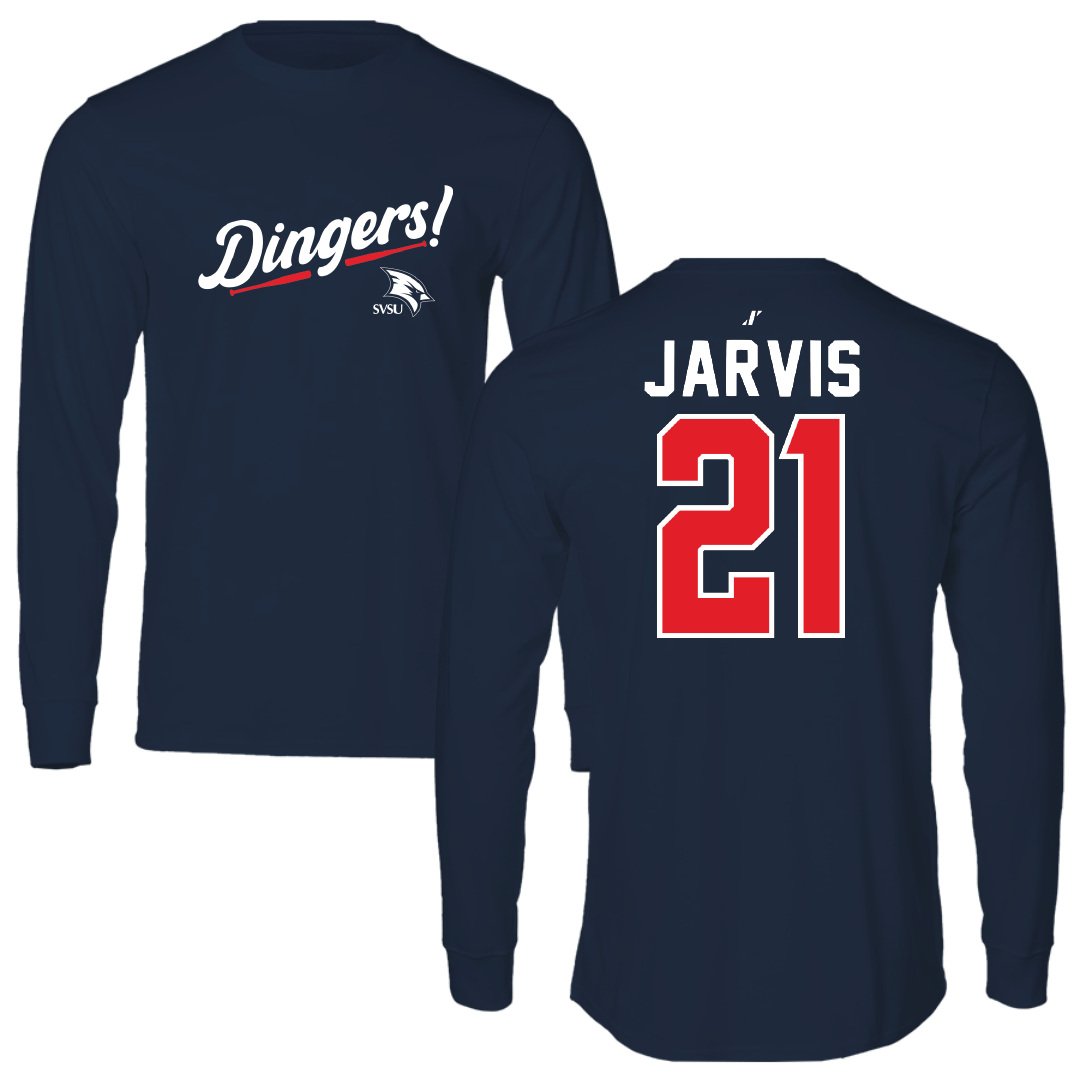 Saginaw Valley State University Baseball Navy Dingers Performance Long Sleeve - #21 Ryan Jarvis