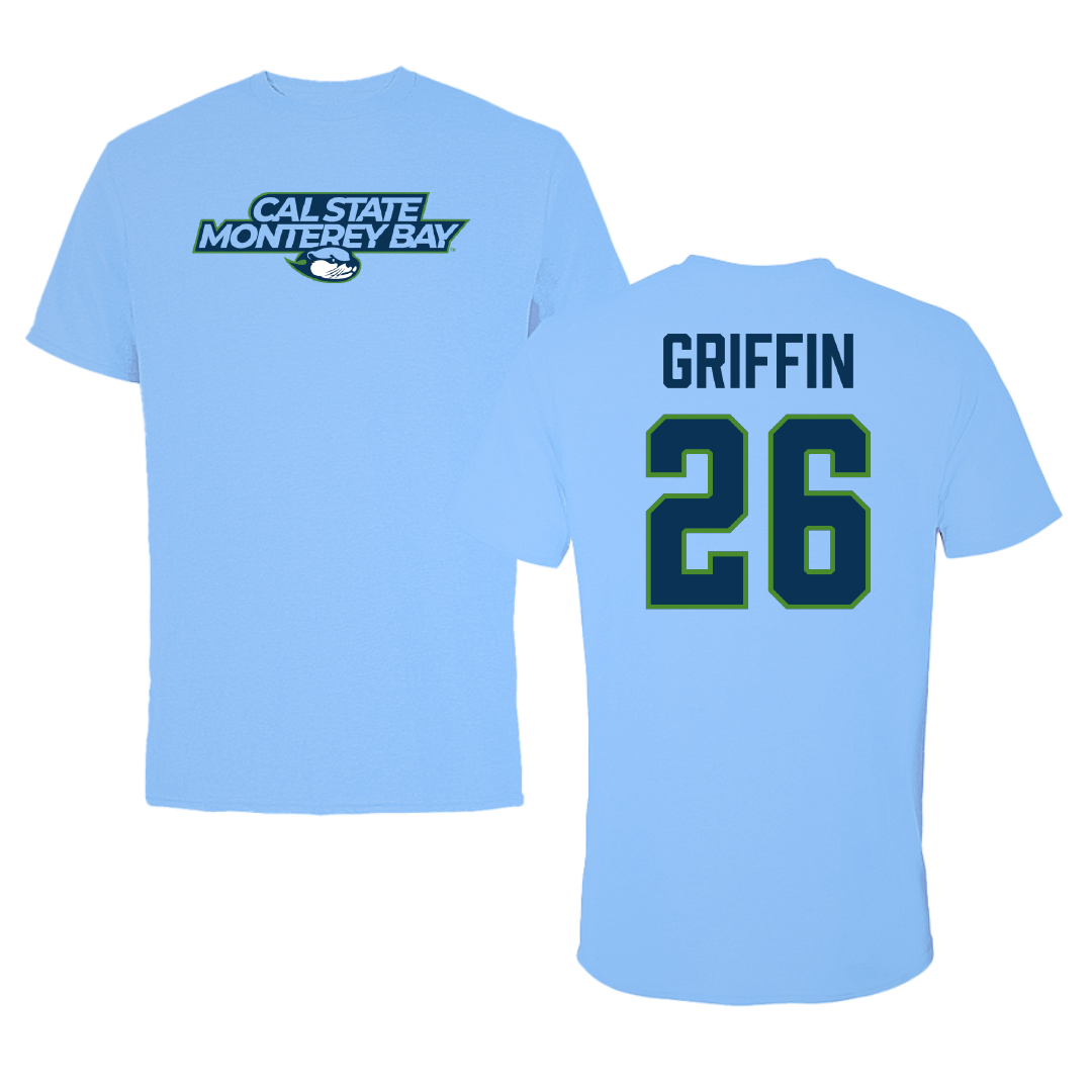 Cal State Monterey Bay Soccer Carolina Blue Performance Tee - #26 Tyee Griffin