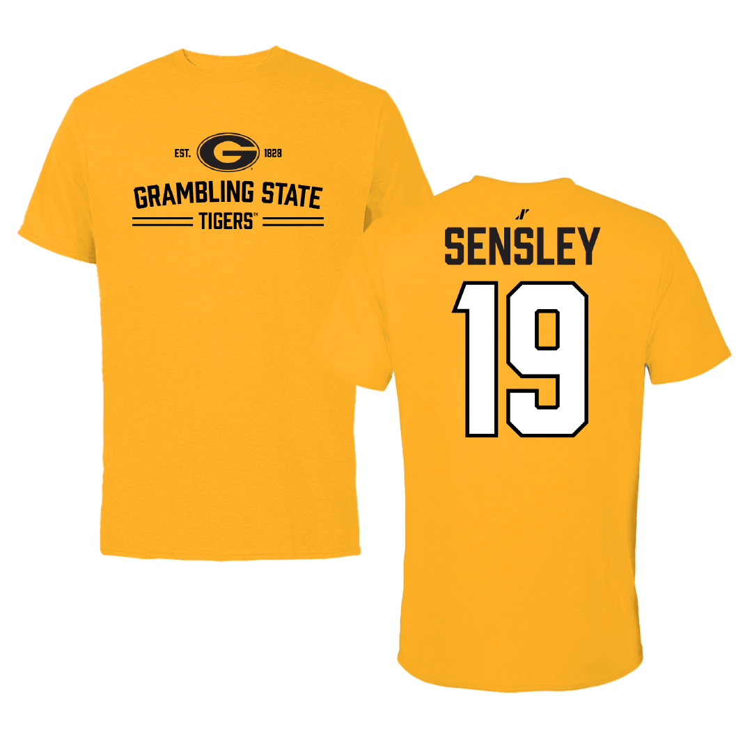 Grambling State University Baseball Gold General Tee - #19 Spencer Sensley