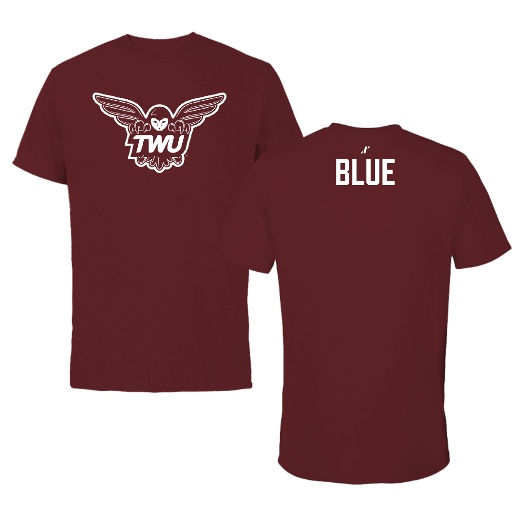 Texas Woman's University Wrestling (W) Maroon Performance Tee - Mackenzie Blue