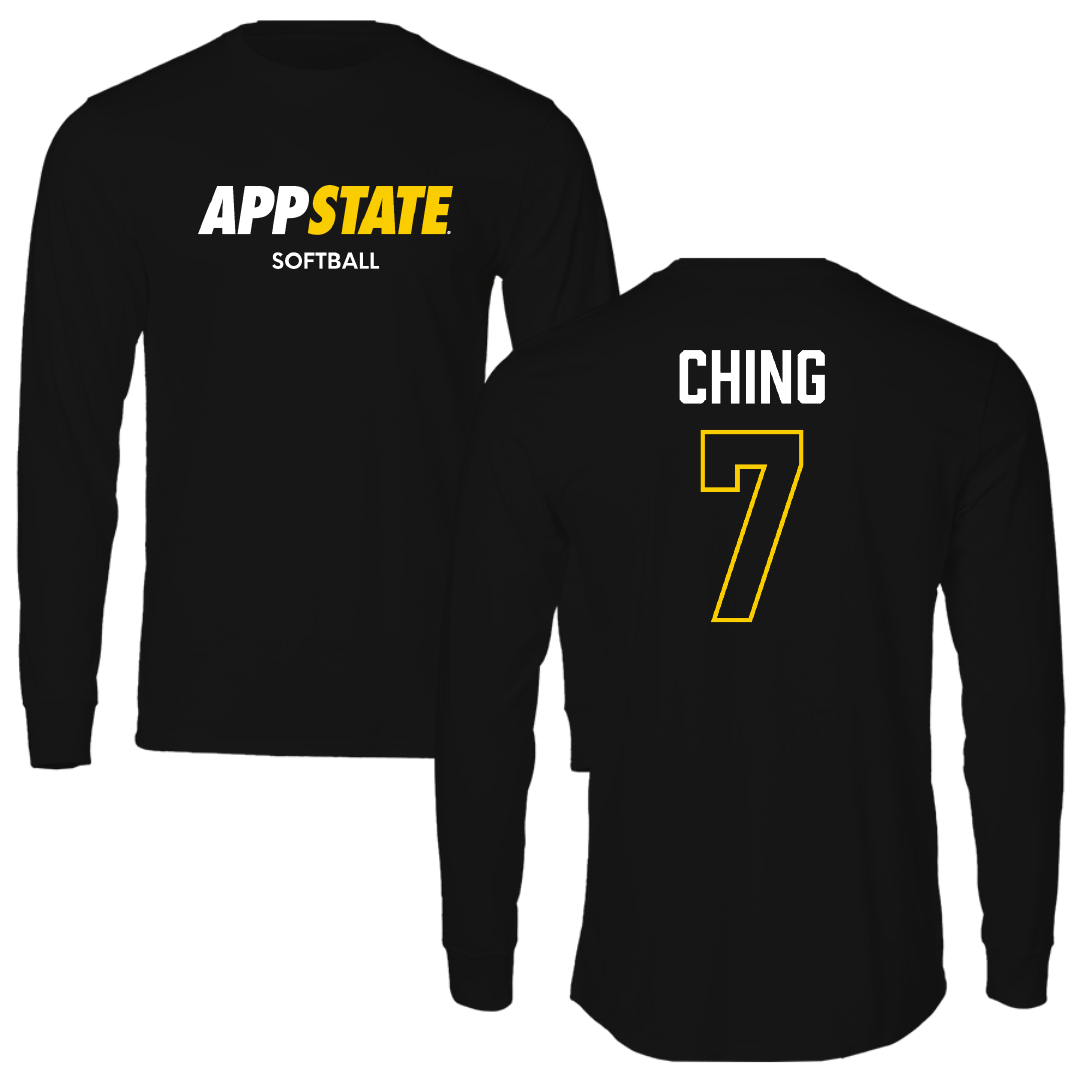 Appalachian State University Softball Black Block Long Sleeve - #7 Emilie Ching
