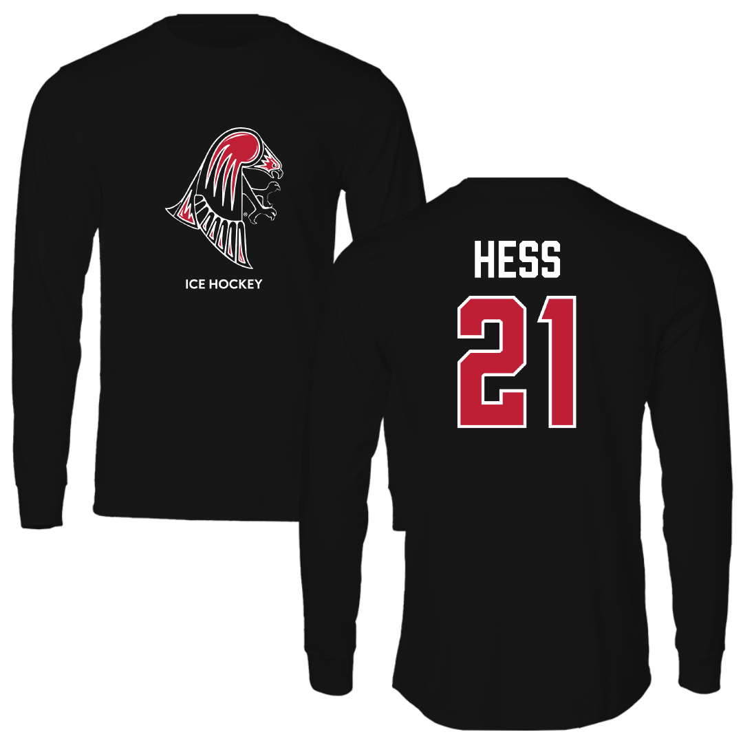 University of Wisconsin-River Falls Ice Hockey (W) Black Mascot Performance Long Sleeve - #21 Sophia Hess
