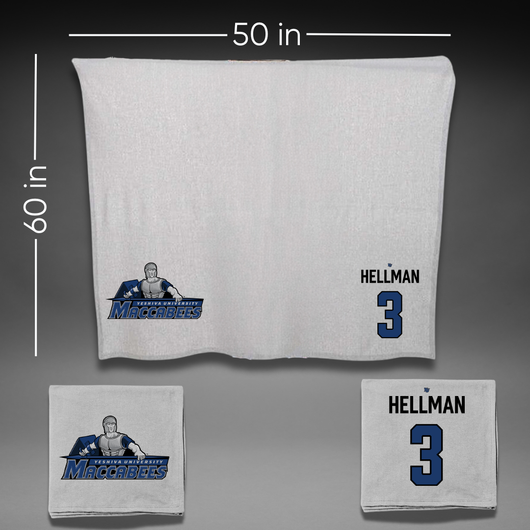 Yeshiva University Baseball Gray Blanket - #3 Reuven Hellman