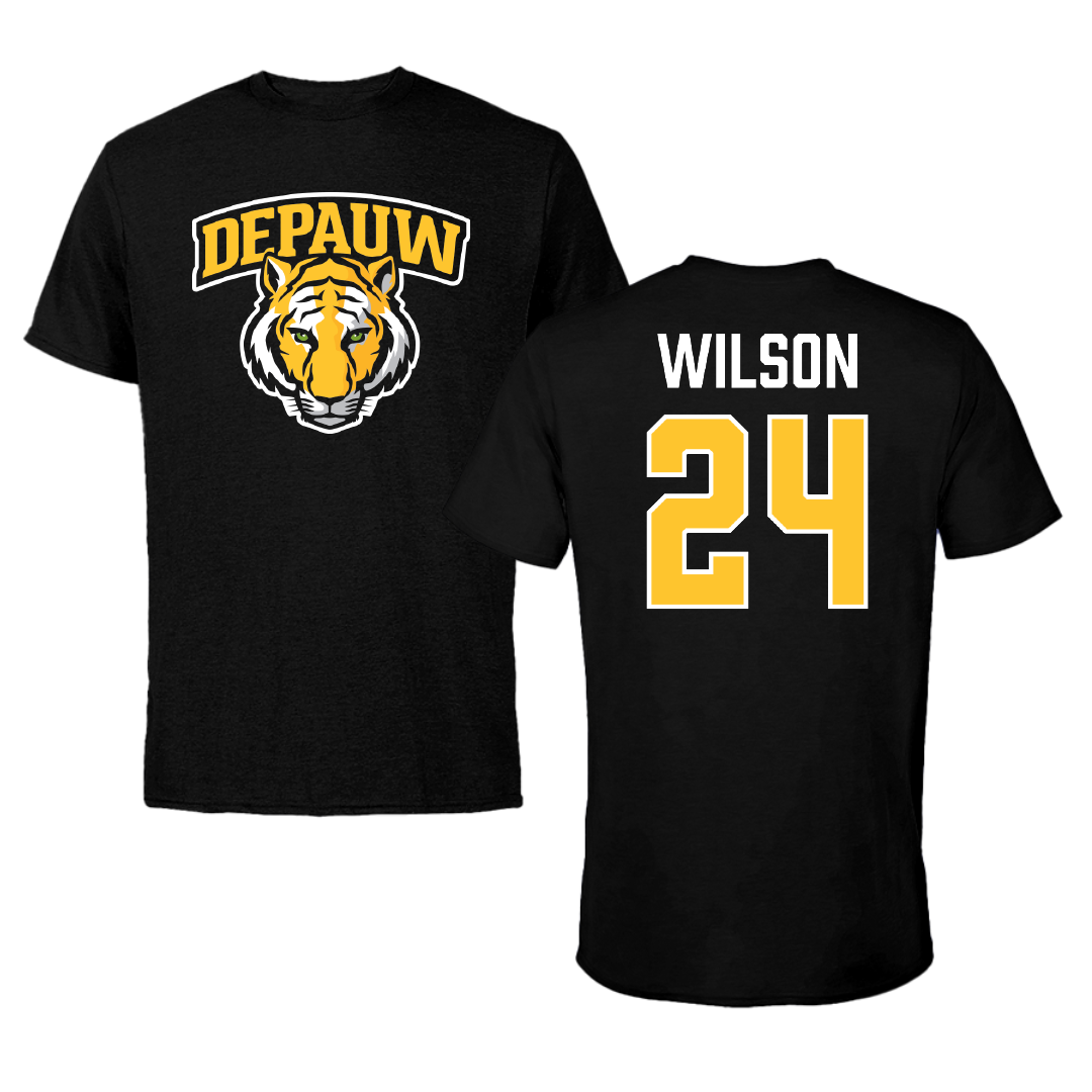 DePauw University Football Black Performance Tee - #24 Cameron Wilson