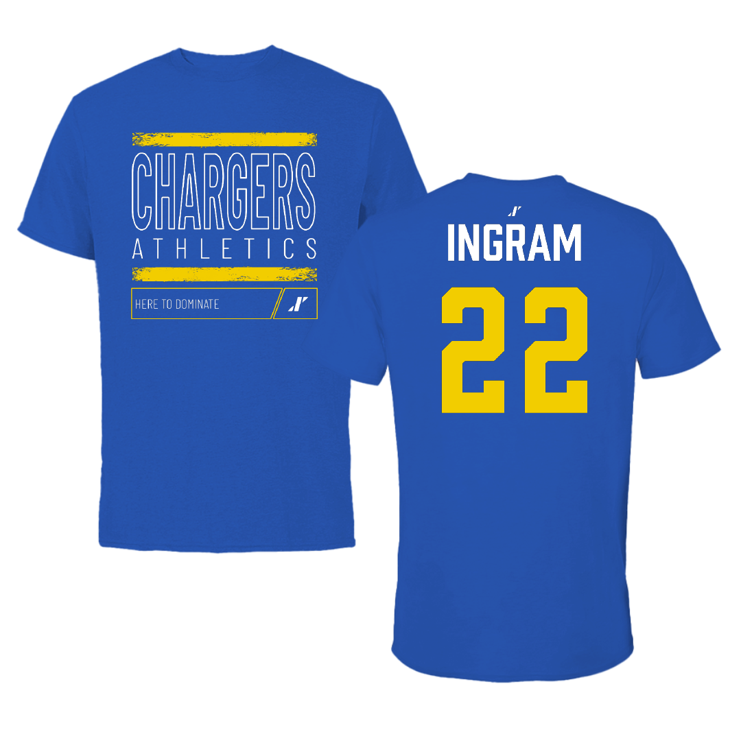 Edison State Community College Basketball Blue Dominate Tee - #22 Chylan Ingram