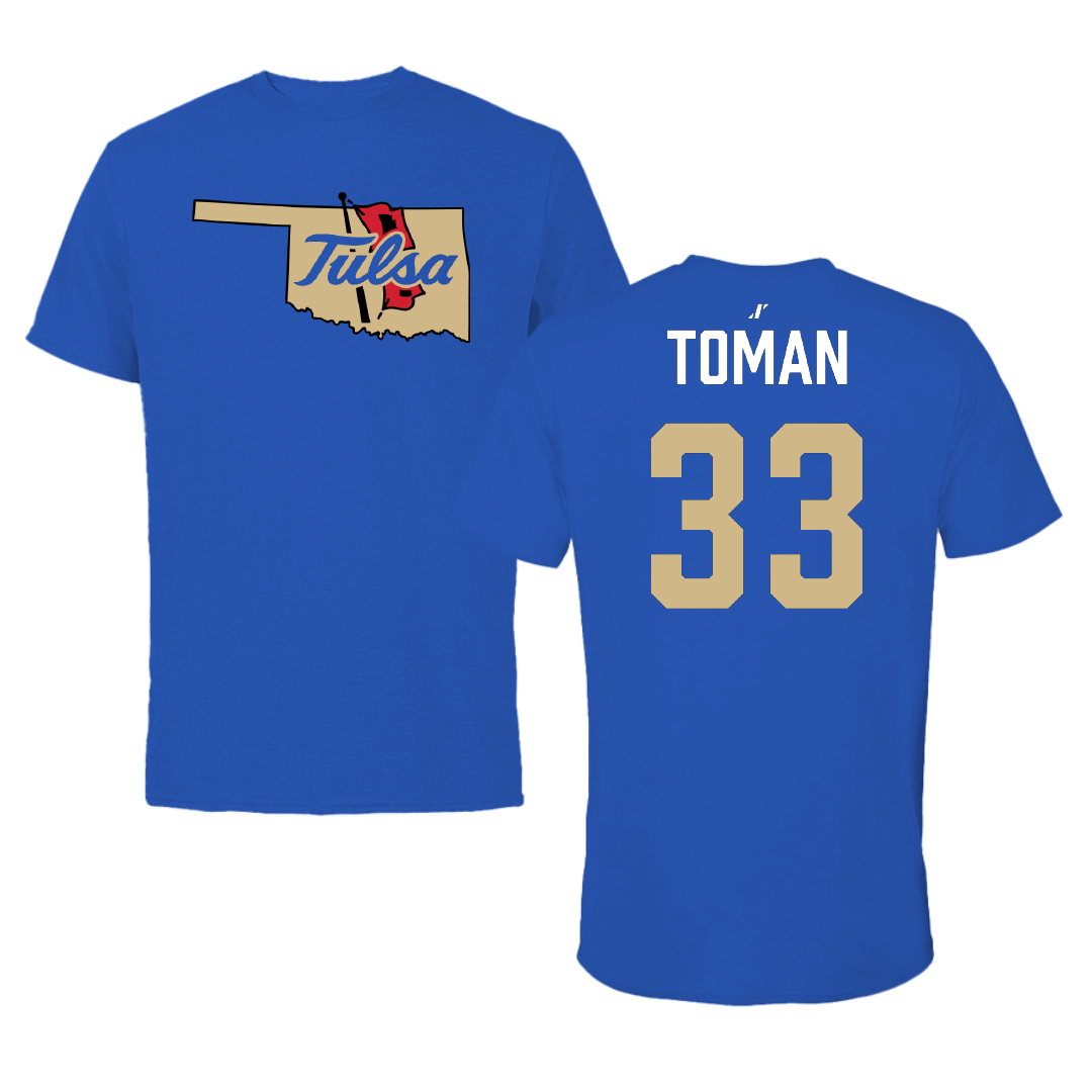 The University of Tulsa Basketball (W) Blue State Performance Tee - #33 Dora Toman