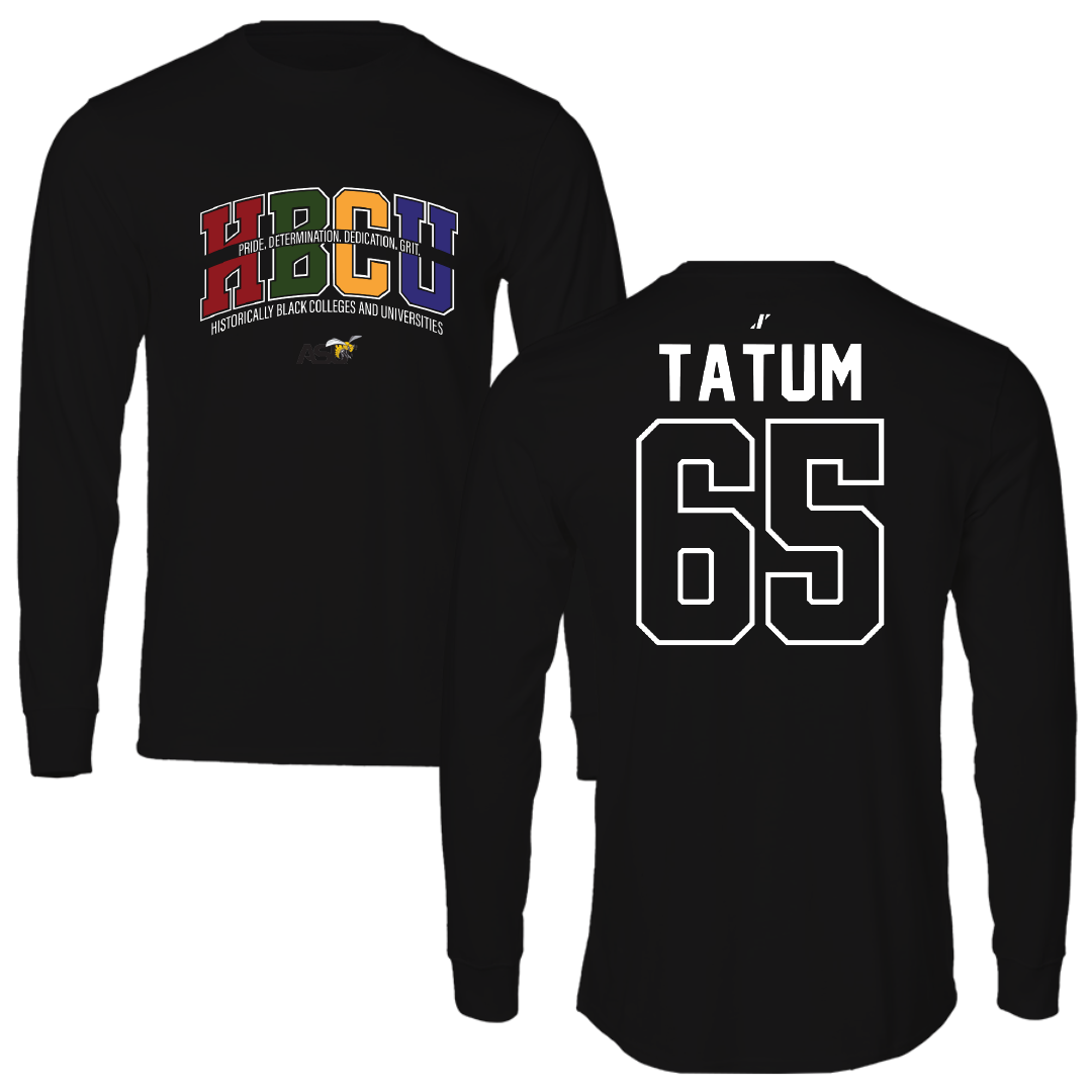 Alabama State University Football Black HBCU Performance Long Sleeve - #65 Jvyon Tatum