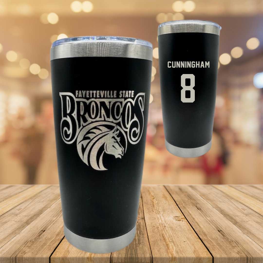 Fayetteville State University Football Black Stainless Steel Tumbler - #8 Cameron Cunningham