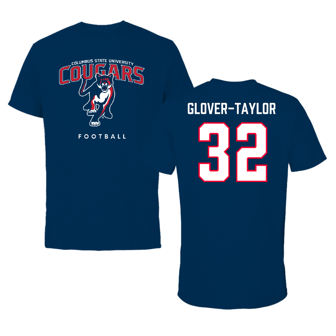 Columbus State University Football Navy Tee - #32 Tyquan Glover-Taylor