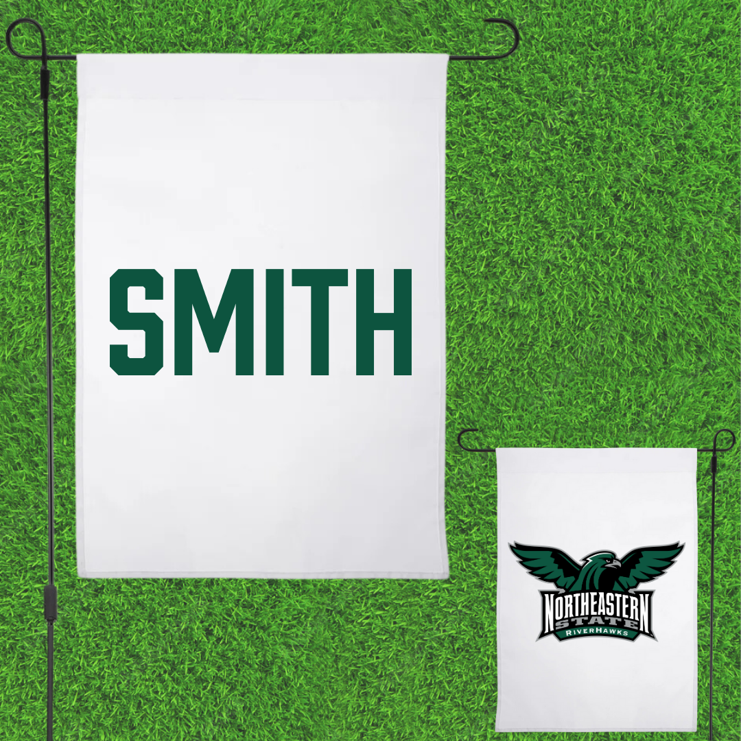 Northeastern State University Baseball White Garden Flag - Kael Smith