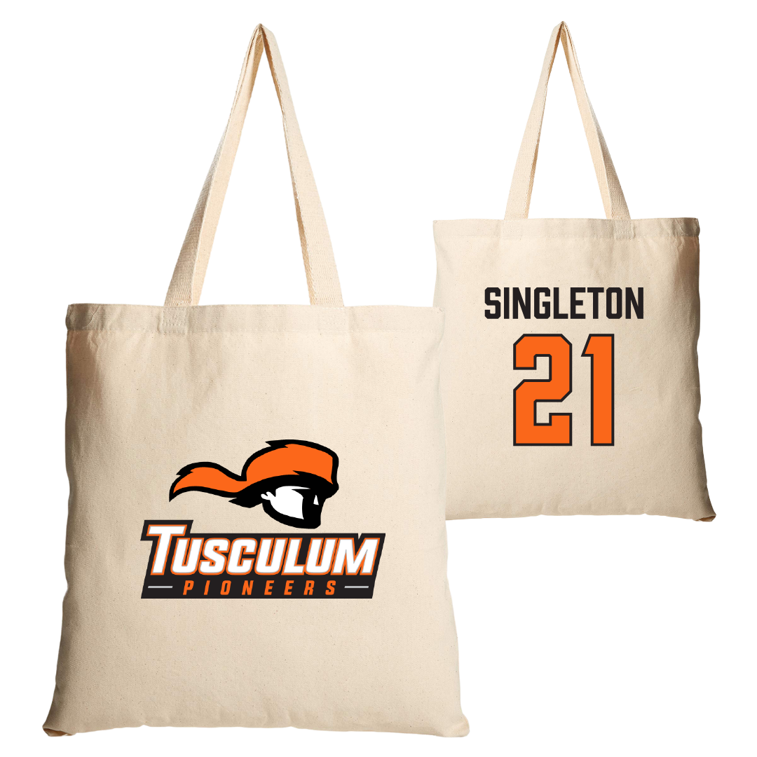 Tusculum University Football Tan Canvas Tote Bag - #21 Jaki Singleton