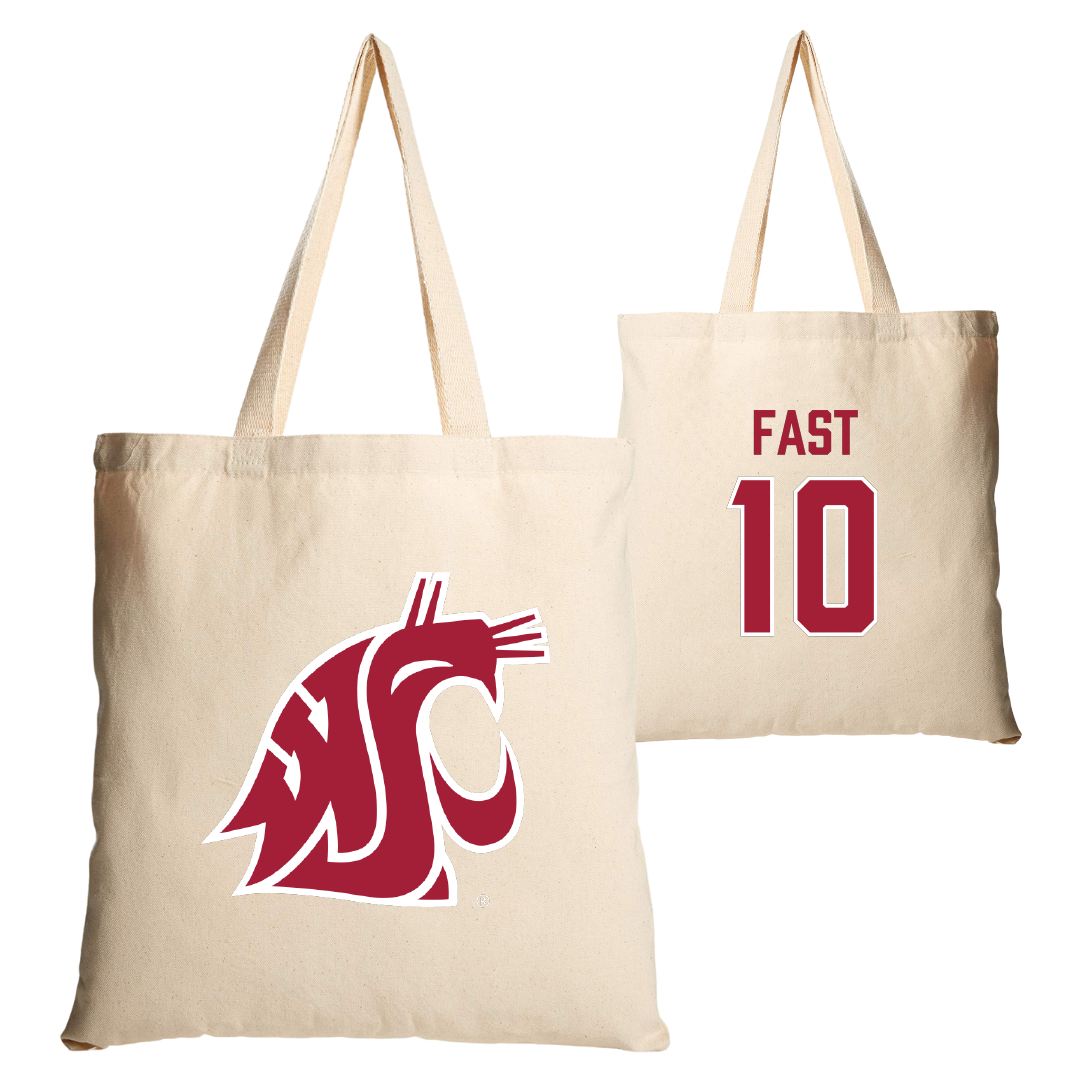 Washington State University Baseball Tan Canvas Tote Bag - #10 Taber Fast