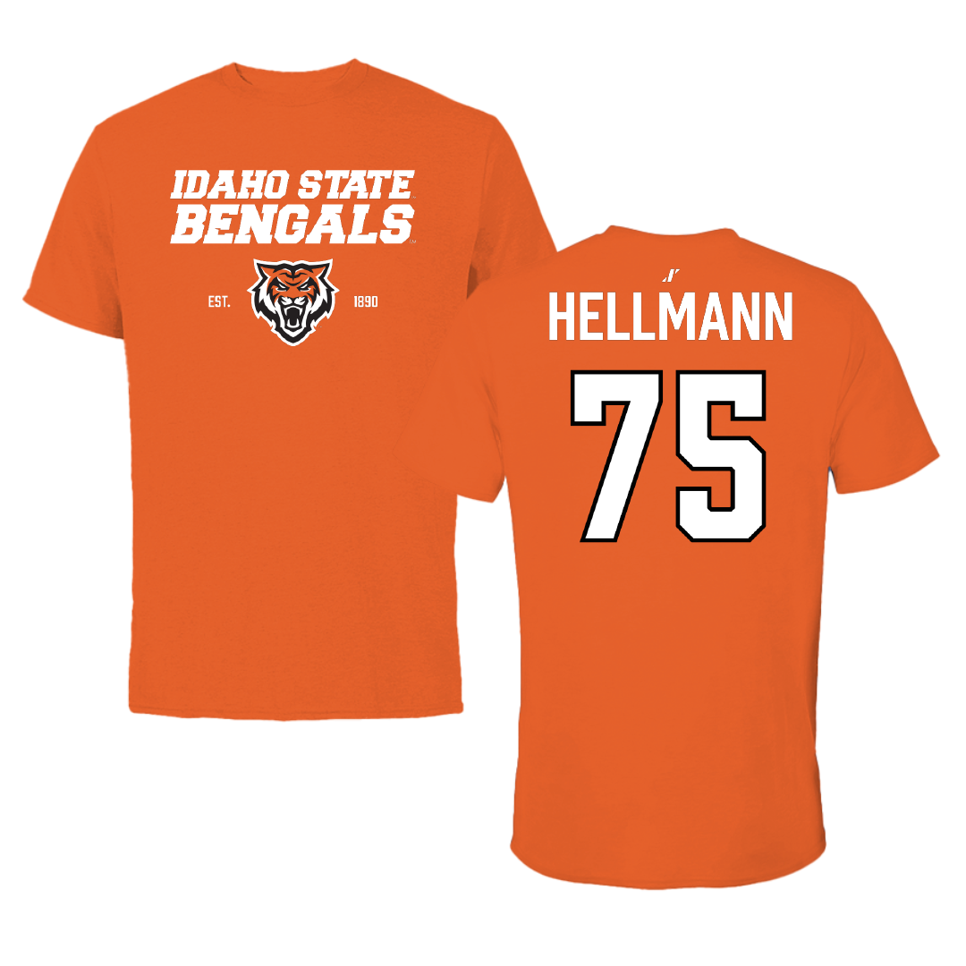 Idaho State University Football Orange General Performance Tee - #75 Jakob Hellmann
