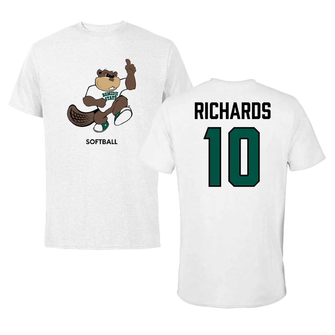 Bemidji State University Softball White Performance Tee - #10 Calleigh Richards