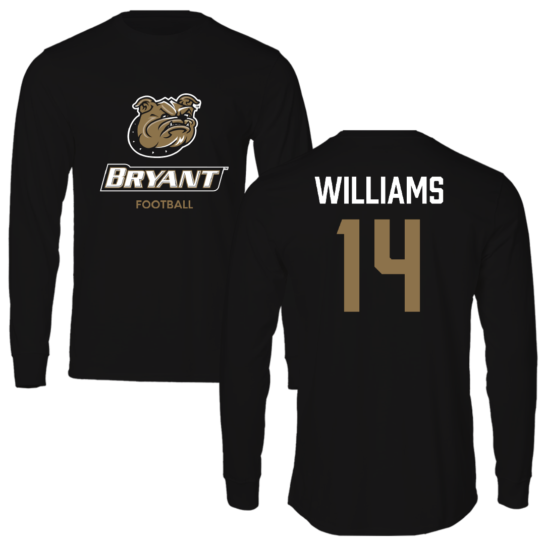 Bryant University Football Black Performance Long Sleeve - #14 Ryan Williams