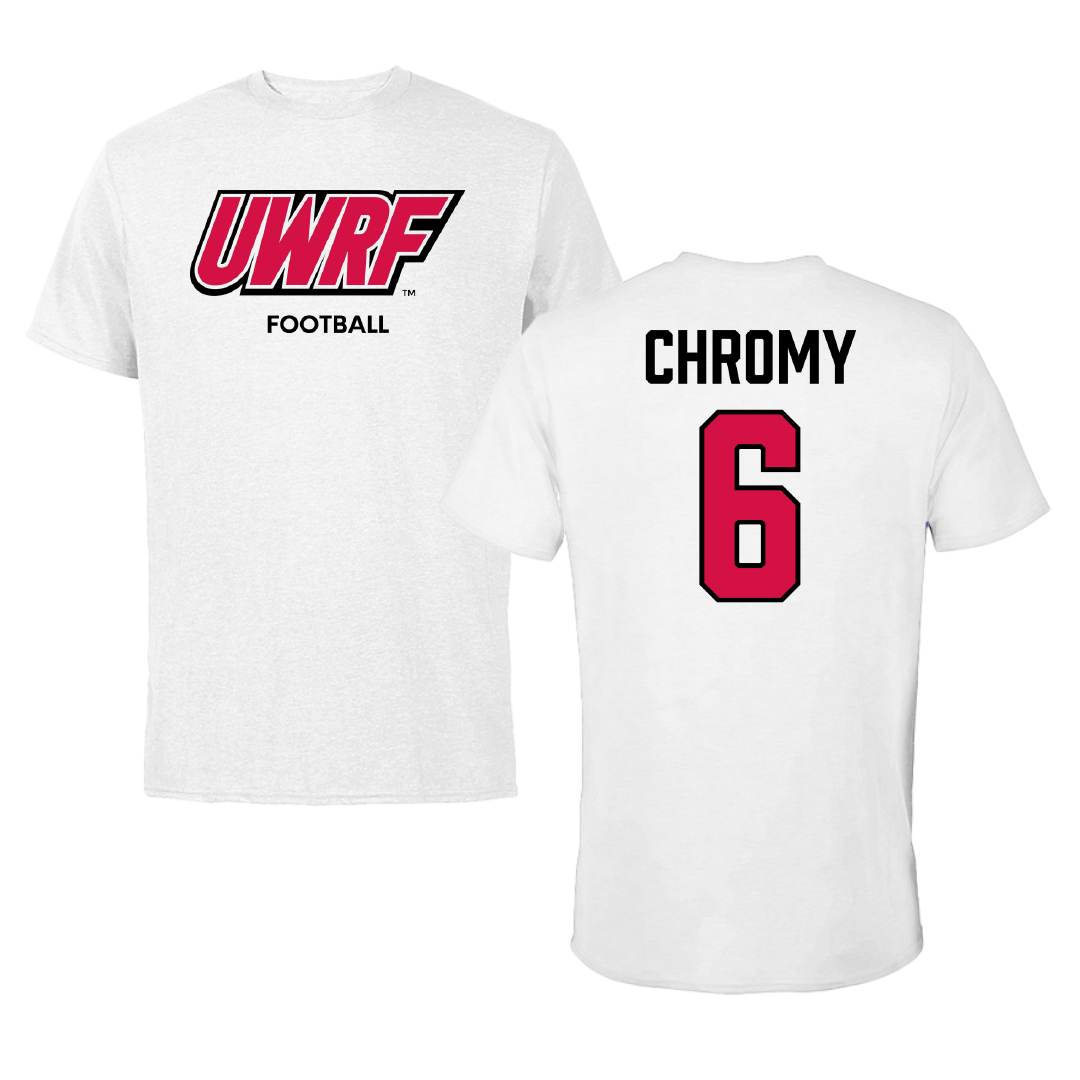 University of Wisconsin-River Falls Football White Block Performance Tee - #6 Ethan Chromy