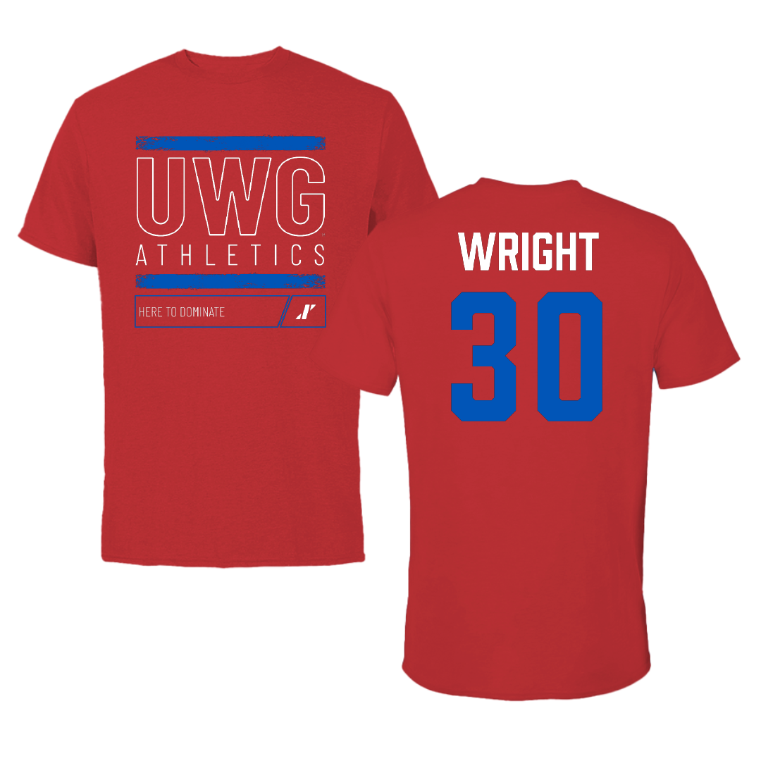 University of West Georgia Baseball Red Dominate Performance Tee - #30 Zane Wright