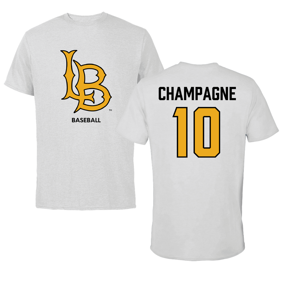 Long Beach State University Baseball Light Gray Tee - #10 Alex Champagne