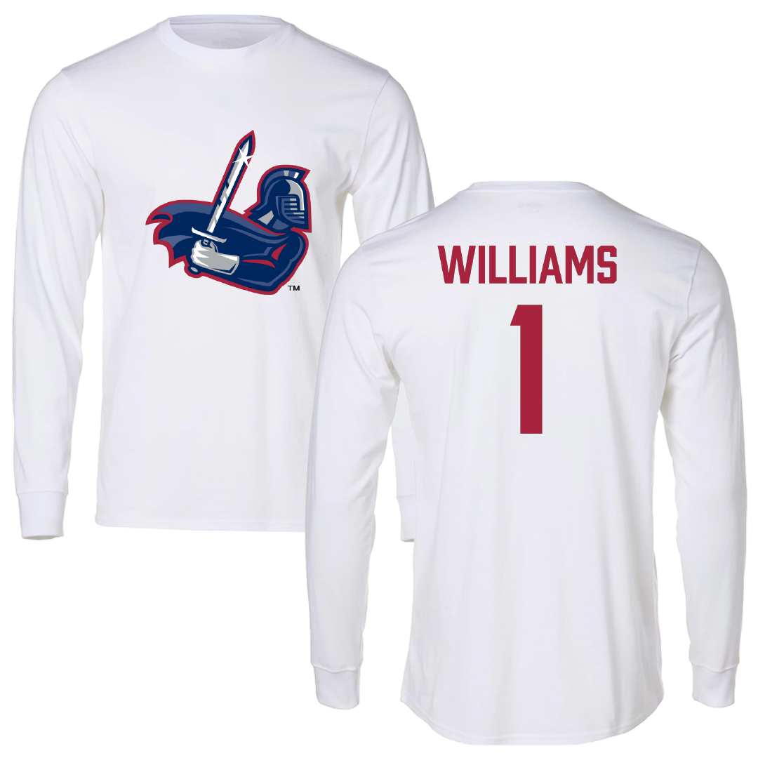 Sterling College Football White Performance Long Sleeve - #1 Bobby Williams