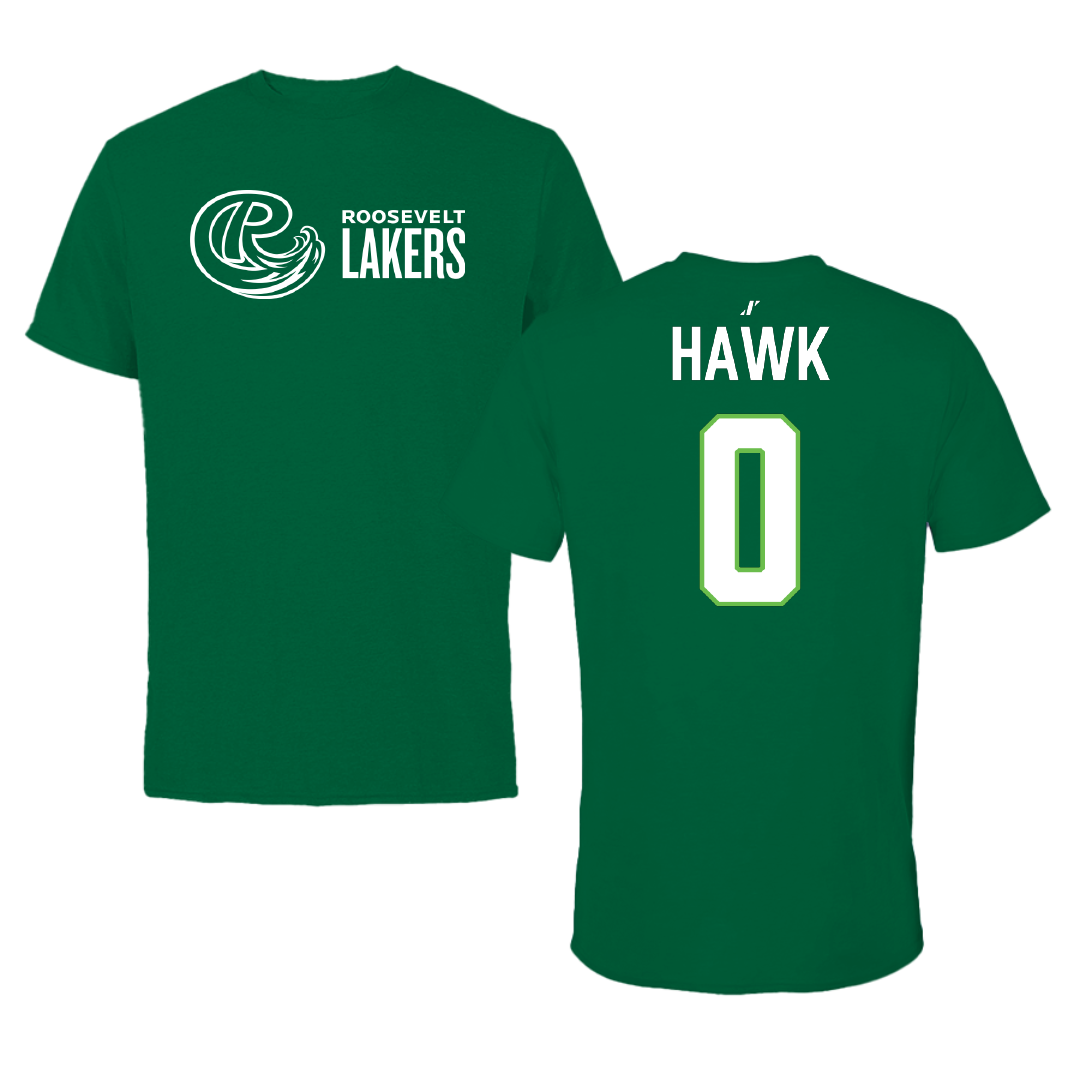 Roosevelt University Basketball (W) Green Performance Tee - #0 Makenzie Hawk