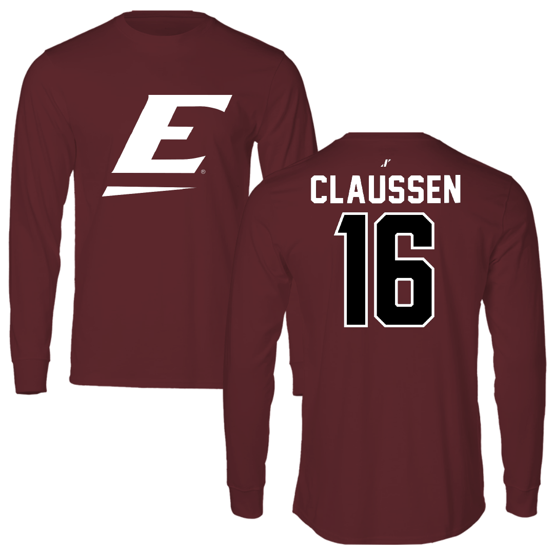 Eastern Kentucky University Soccer Maroon Performance Long Sleeve - #16 Bo Claussen