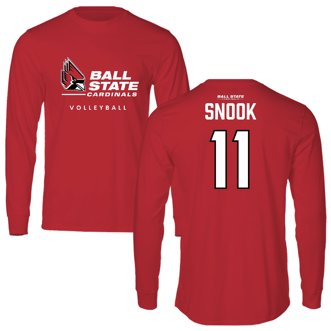 Ball State University Volleyball Red Performance Long Sleeve - #11 Tiffany Snook