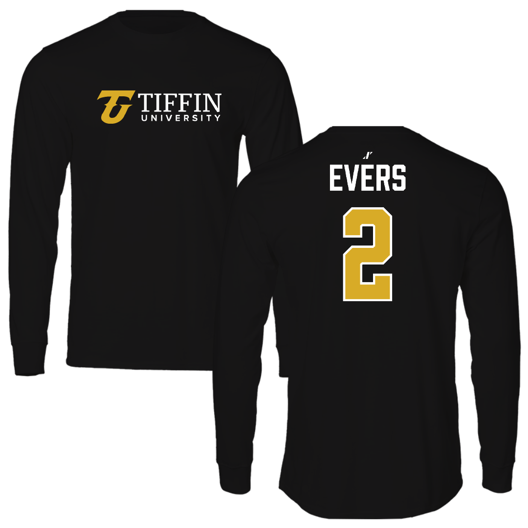 Tiffin University Football Black Performance Long Sleeve - #2 Ethan Evers