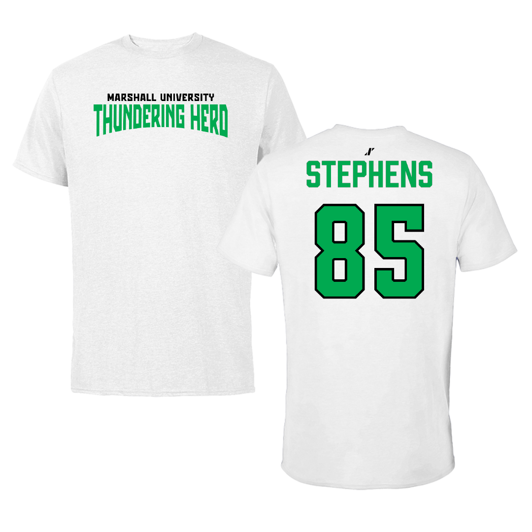 Marshall University Football White Classic Performance Tee - #85 Tracy Stephens