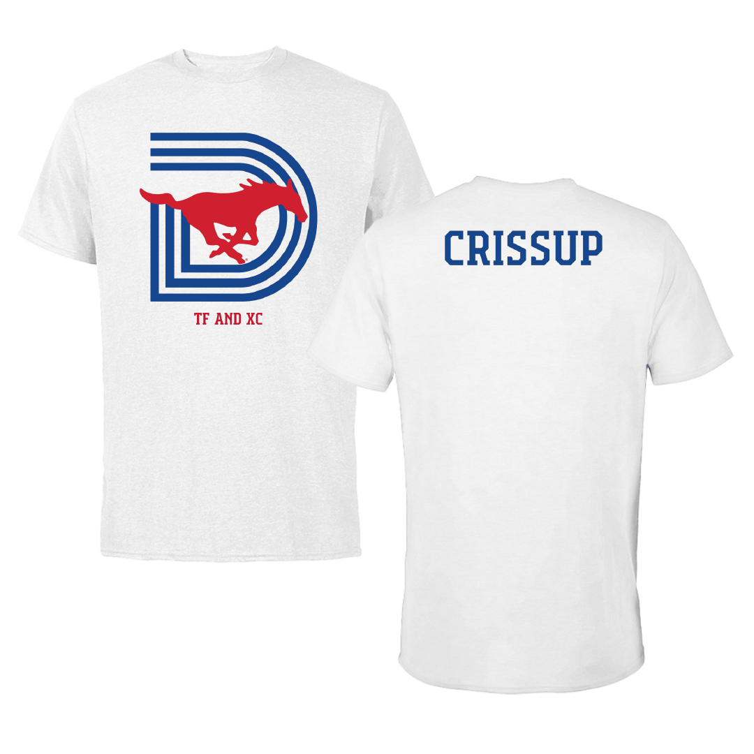 Southern Methodist University TF and XC White Performance Tee - Magnolia Crissup