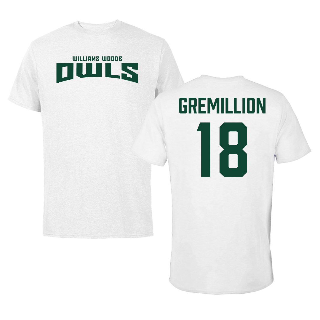 William Woods University Baseball White Classic Performance Tee - #18 Jude Gremillion