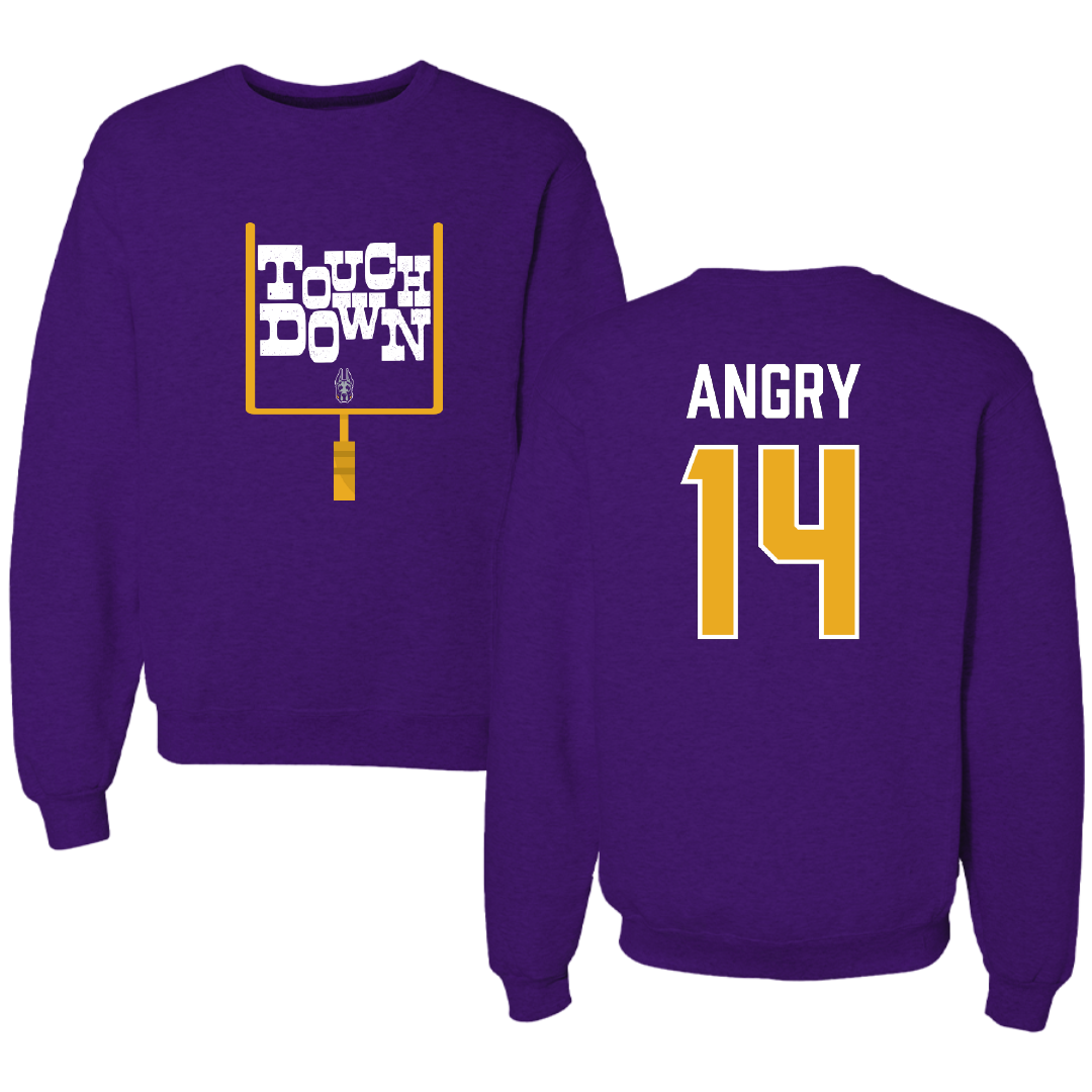 University at Albany Football Purple Touchdown Crewneck - #14 Kevon Angry