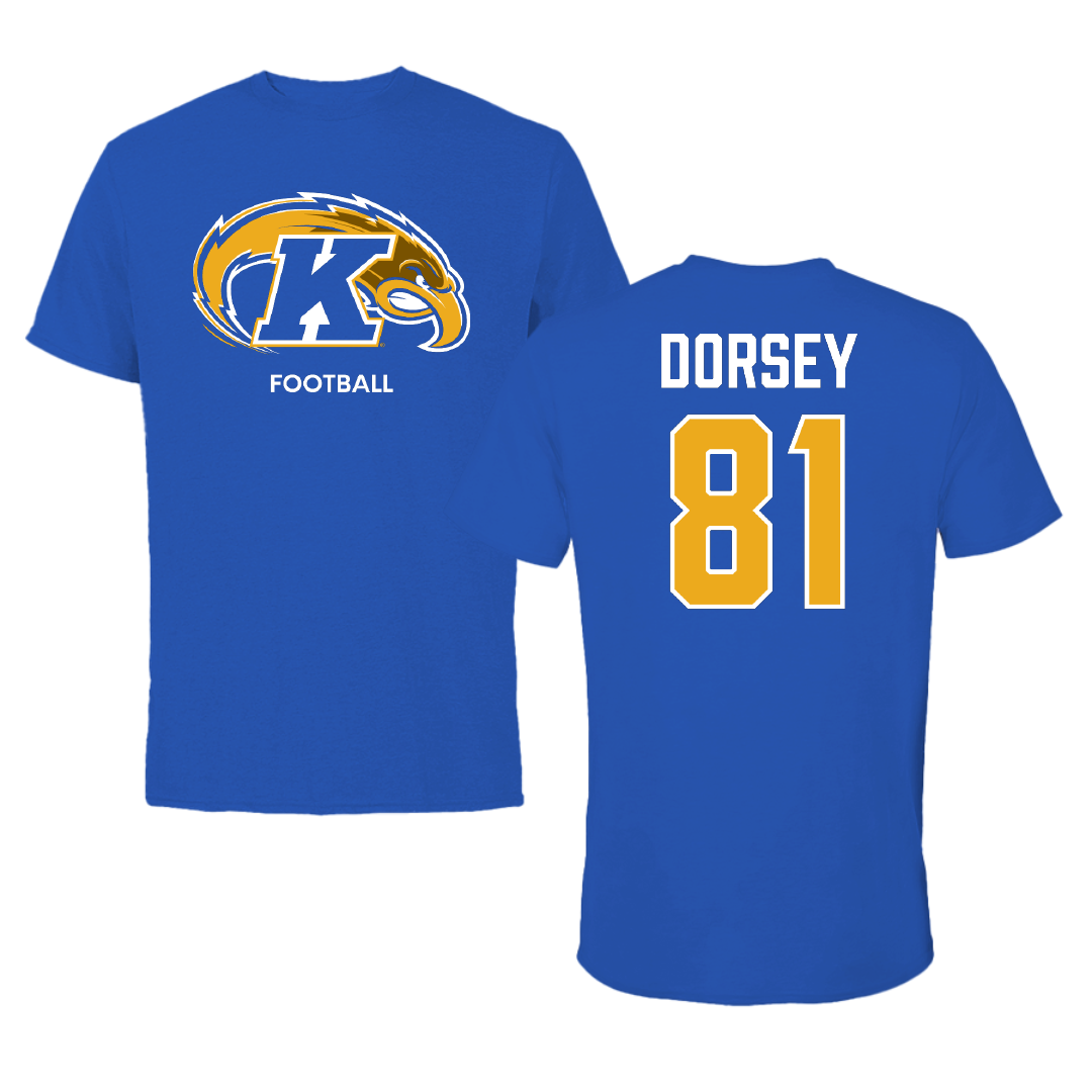 Kent State University Football Blue Performance Tee - #81 Dash Dorsey