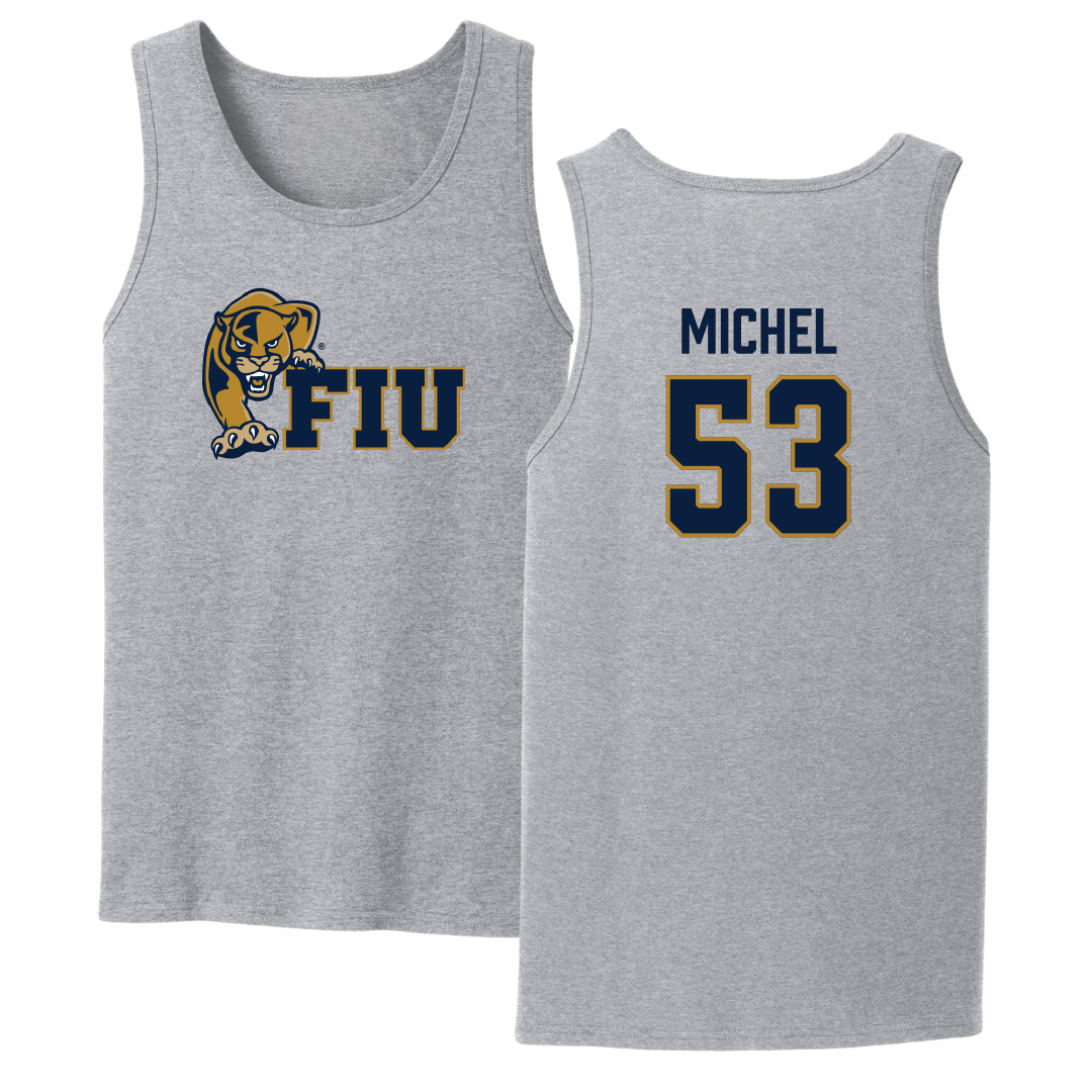 Florida International University Football Sport Gray Tank Top - #53 Daniel Michel