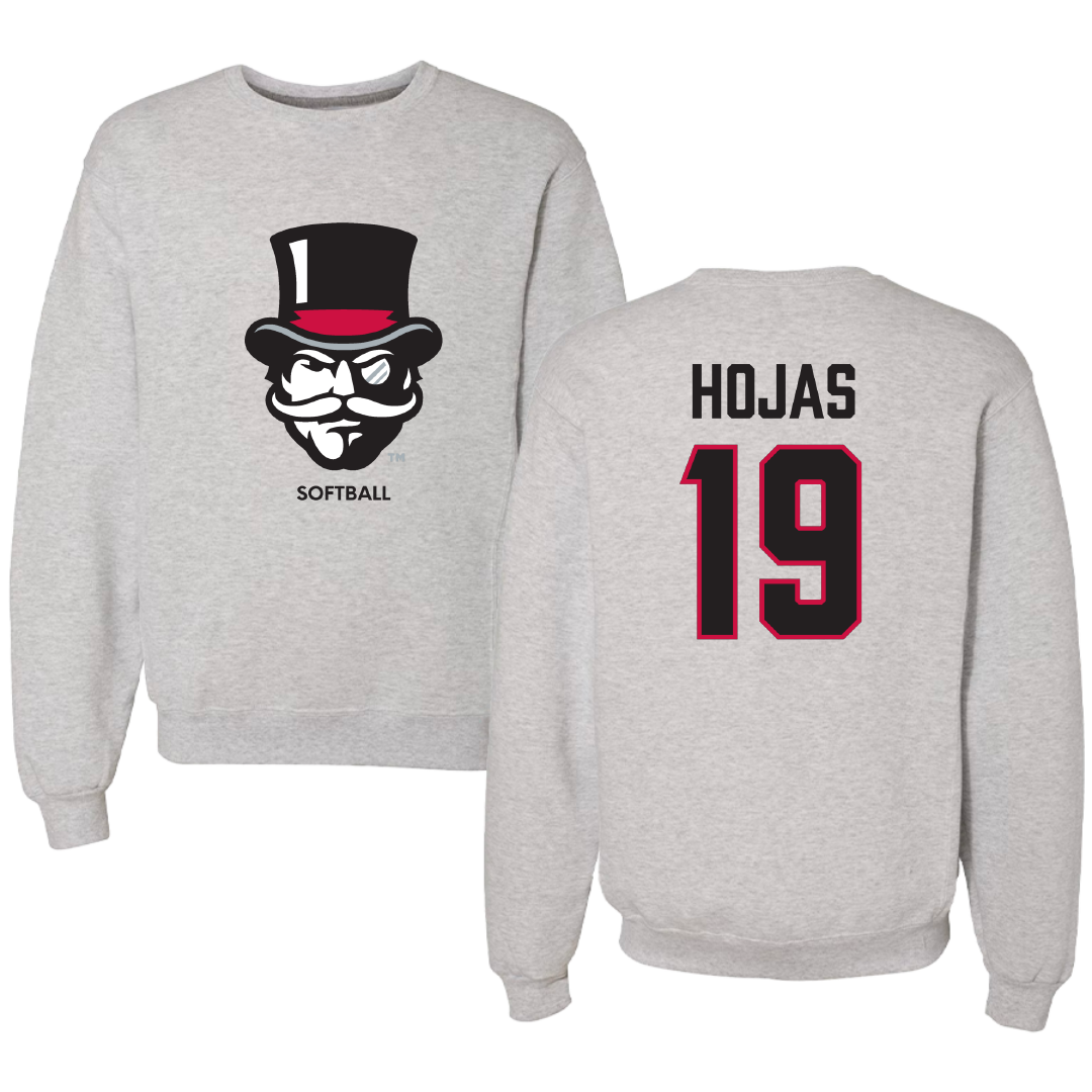 Austin Peay State University Softball Light Gray Crewneck - #19 Maddy Hojas