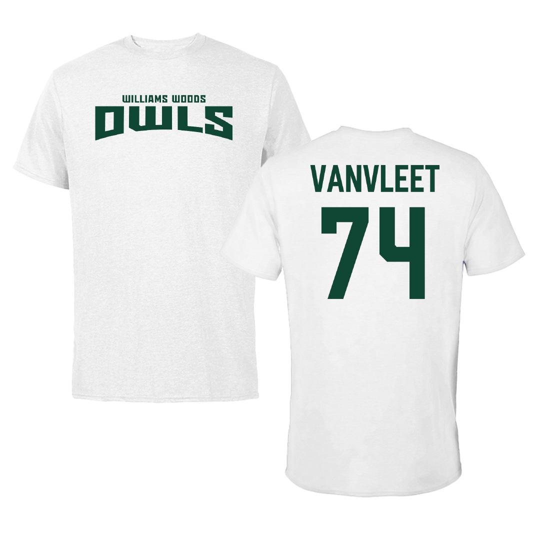 William Woods University Football White Classic Performance Tee - #74 Kyle VanVleet