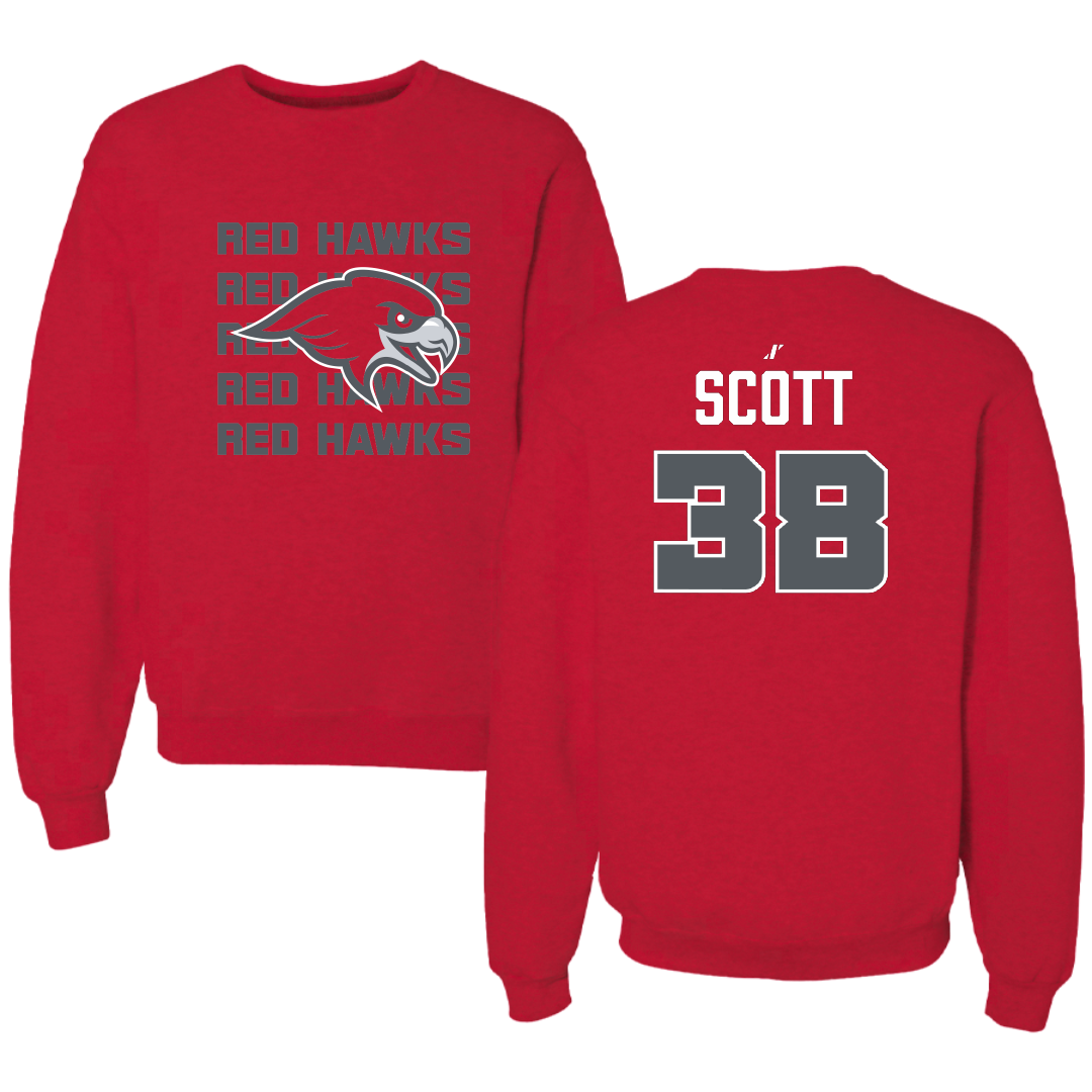 Montclair State University Football Red General Crewneck - #38 Chris Scott